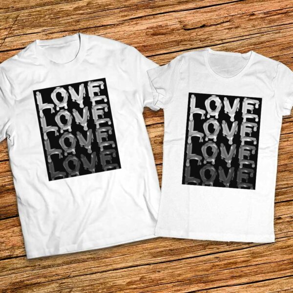 Еднакви тениски с щампи за двойки - Love - Любов
