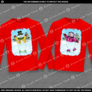Коледен комплект блузи с дълъг ръкав със Снежни Човеци