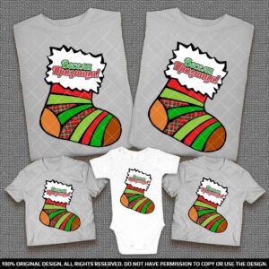 Семейни тениски с Коледен чорап - Мама, Татко и аз