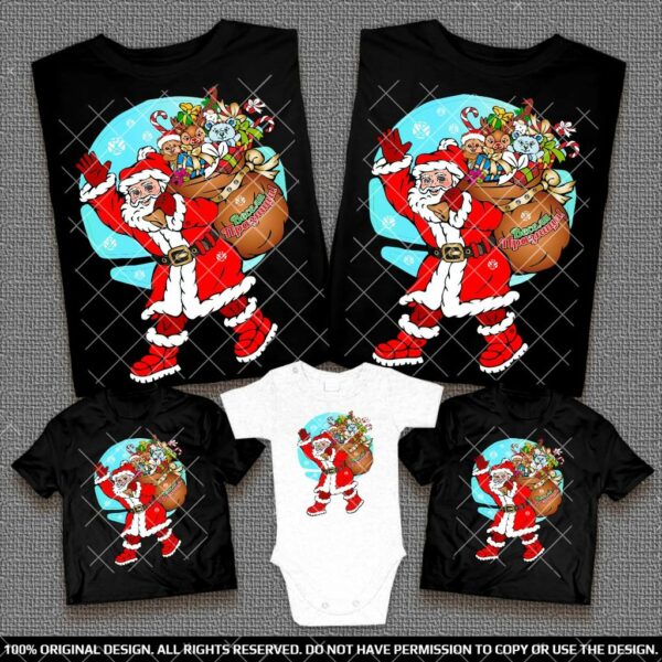 Весели Семейни тениски за Коледа и Нова година с Дядо Мраз