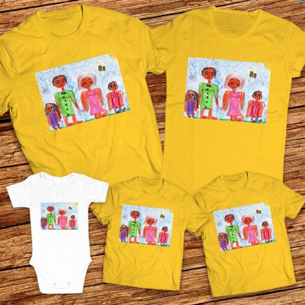 Тениски с щампa с детска рисунка на Ивайла Мартинова Райкова на 6 години от гр. Велико Търново