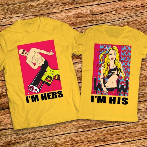 Тениски подарък за двама - Аз съм нейн, Аз съм негова блондинка