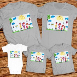 Тениски с щампa с детска рисунка на Катлея-Никол Николаева Казакова на 6 години от гр. Велико Търново