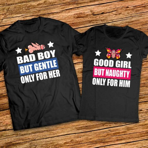 Забавен подарък за него и нея - Тениски с щампи - Bad Boy и God Girl - Image 3