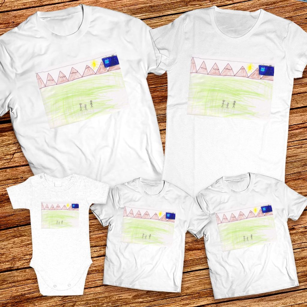 Тениски с щампa с детска рисунка на Денислав Мирославов Маринов на 6 години от Гр. Горна Оряховица
