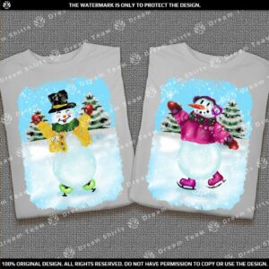 Комплект тениски за Двойки със Снежни Човеци