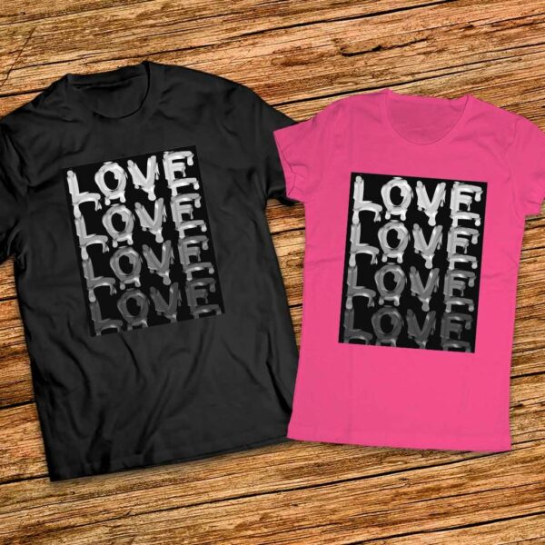 Еднакви тениски с щампи за двойки - Love - Любов