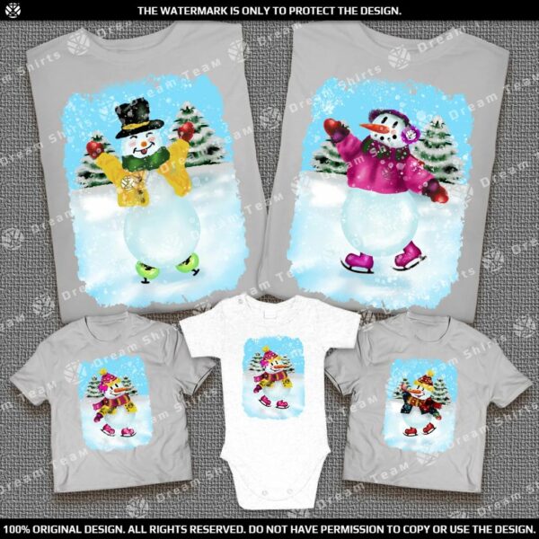 Семейни тениски и бебешко боди със Снежни Човеци