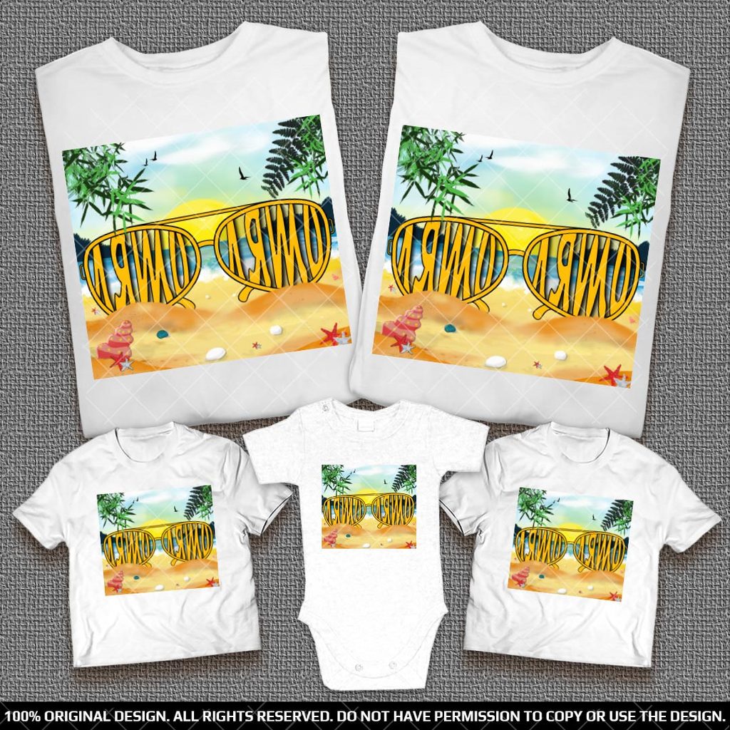 Еднакви Семейни Тениски за Лятото с Морски пейзаж