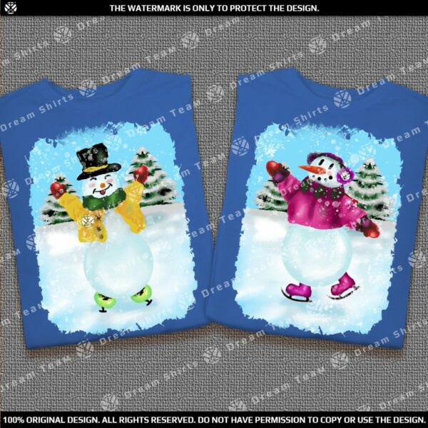 Комплект Подарък Коледни тениски със Снежни Човеци