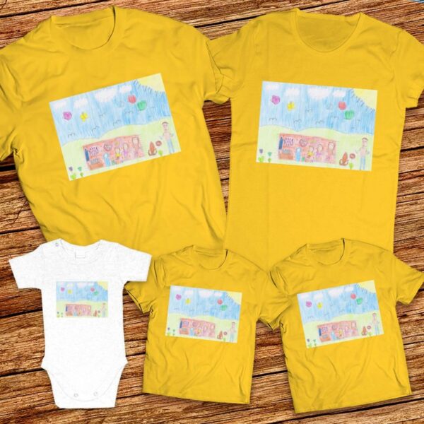 Тениски с щампa с детска рисунка на Хава Сейдали Хюсеин на 11г. гр. Айтос