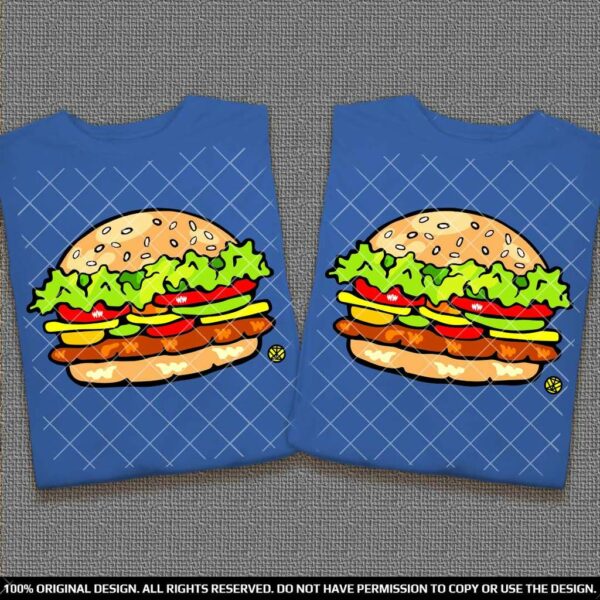 Забавен Комплект тениски за Двойки за Лятото с Бургери