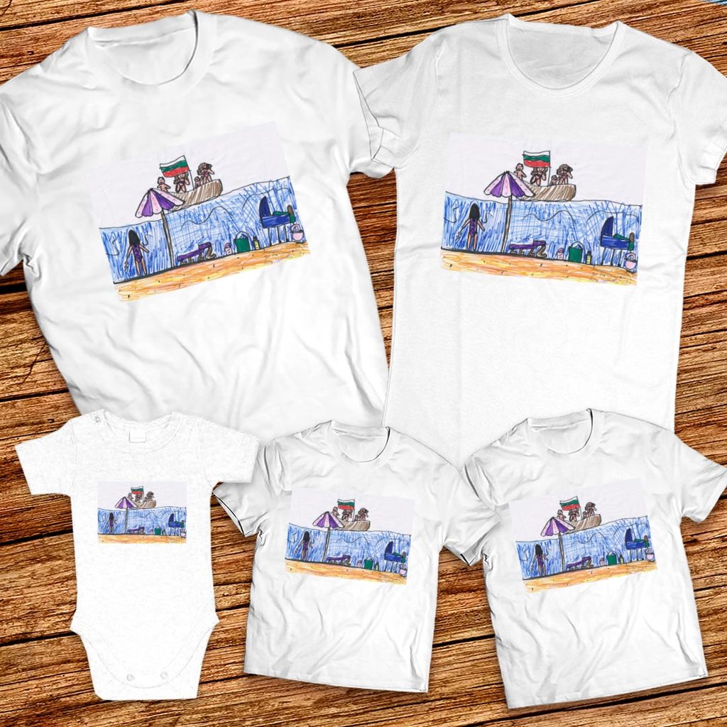 Тениски с щампa с детска рисунка на Мария Танева на 7г. от гр. Казанлък