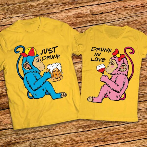 Супер забавен подарък за него и нея - Тениски Drung in love - Just Drunk - Image 3