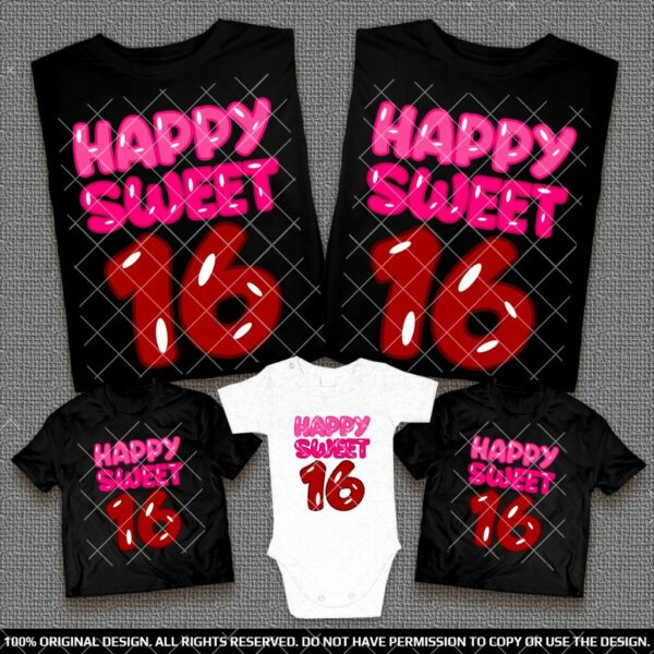 Еднакви Тениски за 16ти Рожден Ден за Семейства и Компании