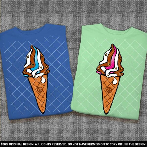Еднакви тениски за Двойки със Сладоледи във фунийка