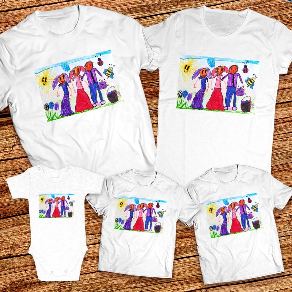 Тениски с щампa с детска рисунка на Стела Бориславова Станева на 5 години от гр. Велико Търново