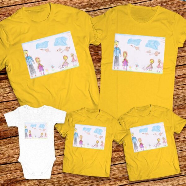 Тениски с щампa с детска рисунка на Габриела Маринова Песарова на 6 години от гр. Горна Оряховица