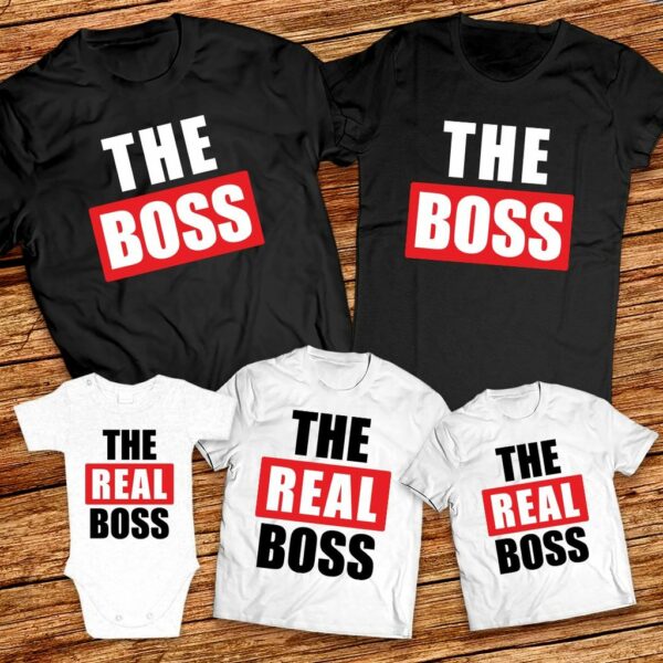 Забавни семейни тениски - Мама, Татко и аз - The Boss - The Real Boss