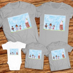 Тениски с щампa с детска рисунка на Цвети