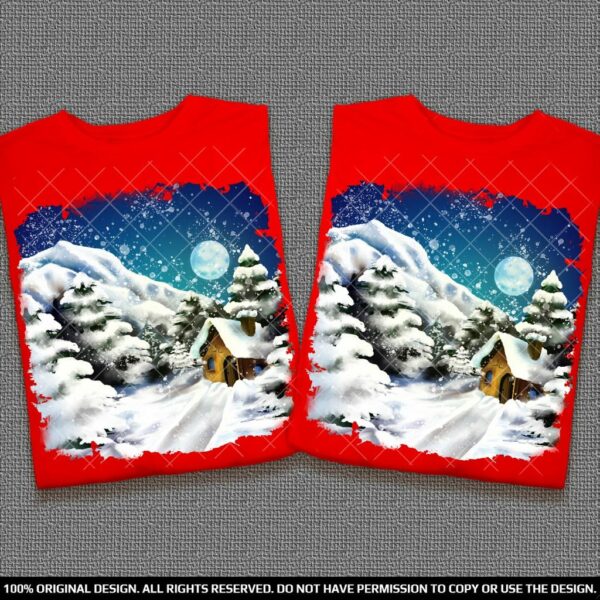 Коледни тениски за Нея и Него със зимен пейзаж