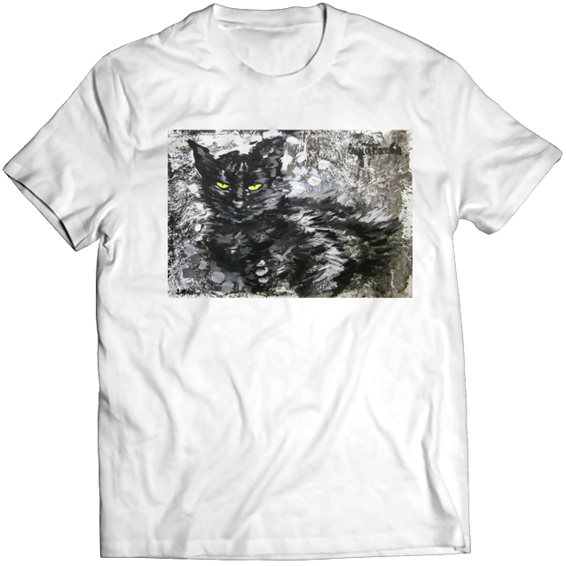 Тениска с щампа - Black Cat on the Beach - Real story