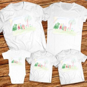 Тениски с щампa с детска рисунка на Марина Стоилова Боева 8г. с. Овчеполци