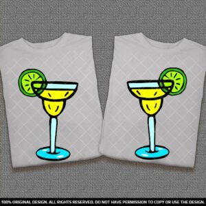 Комлект тениски за Двойки с Коктейл Маргарита за лятото