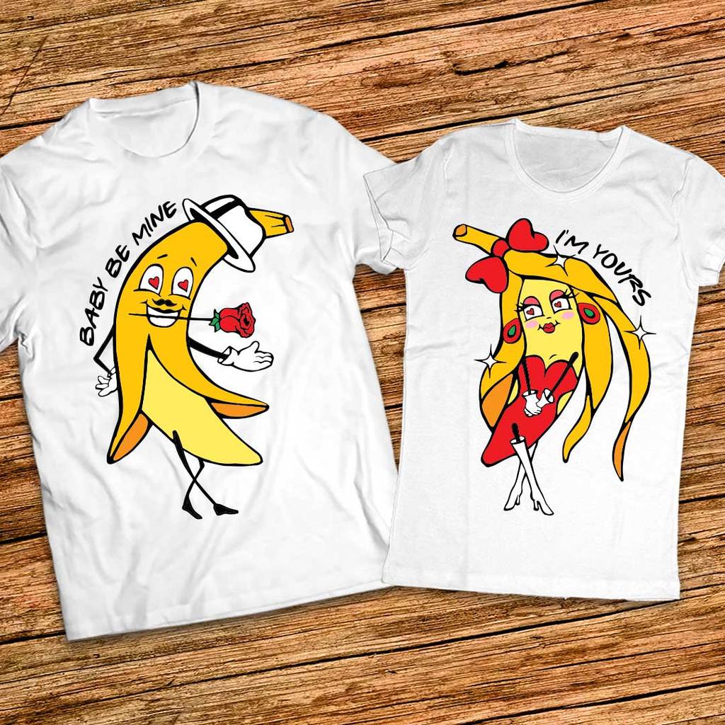 Забавен подарък за влюбени - Тениски с Банани кавалер и дама