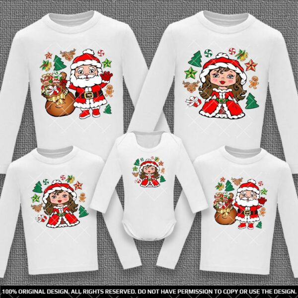 Коледни Семейни блузи с дълъг ръкав с Дядо Мраз и Снежанка