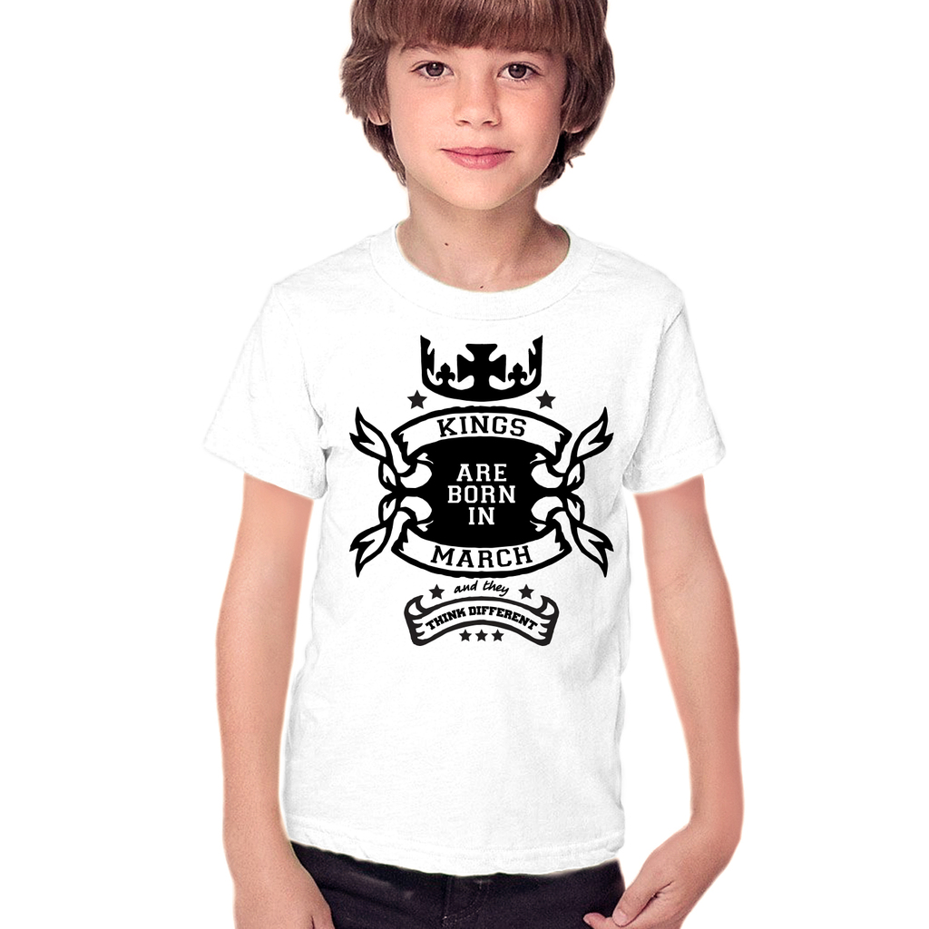 Тениска за рожден ден за момче - Кралете са родени през Март и мислят различно