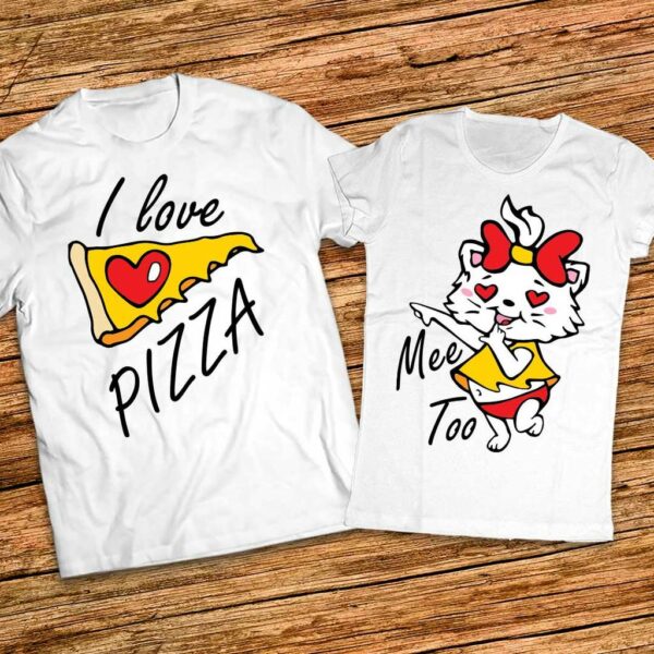 За Любители на пицата - Забавни тениски - I love Pizza - Me too - Image 5