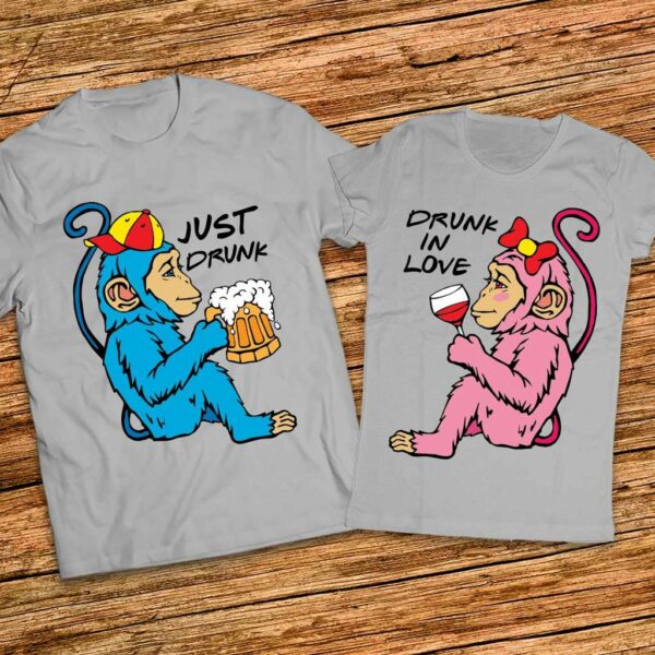 Супер забавен подарък за него и нея - Тениски Drung in love - Just Drunk - Image 2