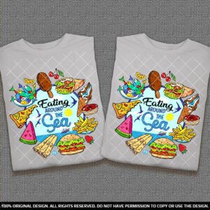 Комплект тениски за Двойки за Лято Море Eating around the sea