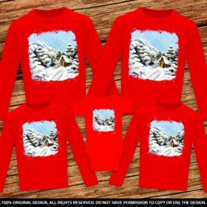 Семейни блузи с дълъг ръкав със зимен пейзаж