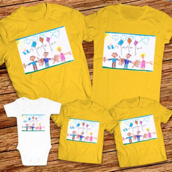 Тениски с детска рисунка на Ния Стойчева Павлова - 5г. ДГ Пчелица гр. Търговище