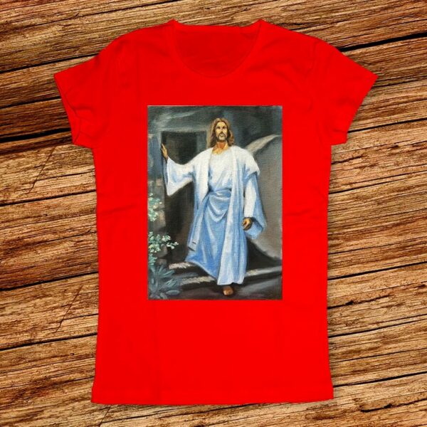 Арт Тениска за Великден с Исус Христос за жена или момиченце