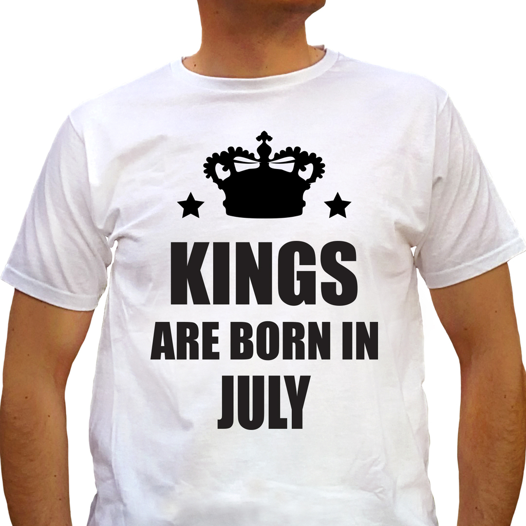 Тениска за родените през Юли - Kings are born in July - white