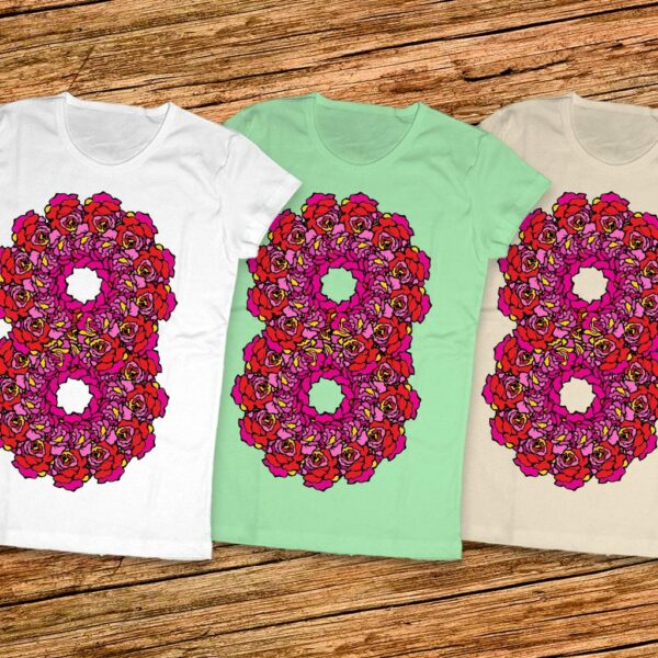 Дамски тениски с розички - Подарък за 8 Март - Честит 8-ми март