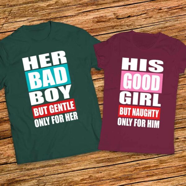 Еднакви Тесники с щампи и надписи за него и нея  - Her Bad Boy - His Good Girl - Image 2