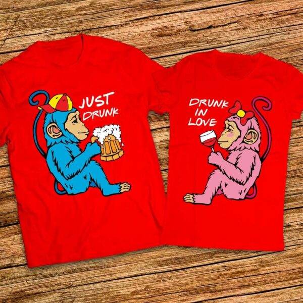 Супер забавен подарък за него и нея - Тениски Drung in love - Just Drunk - Image 5