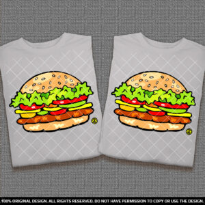 Забавен Комплект тениски за Двойки за Лятото с Бургери