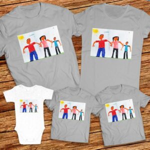 Тениски с щампa с детска рисунка на Мартин Бориславов Витанов на 5 години от гр. Велико Търново