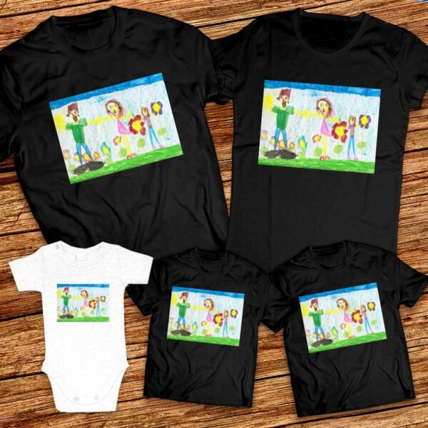 Тениски с щампa с детска рисунка на Адриана Пламенова Дойнова на 5 г. от гр. Велико Търново