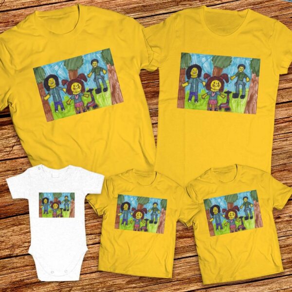 Тениски с щампa с детска рисунка на Росица Матакидис Bъзраст 7год. Местожителство София