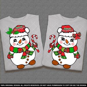 Коледни тениски за влюбени със Снежен човек