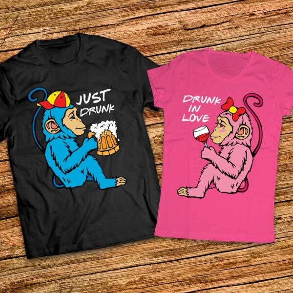 Супер забавен подарък за него и нея - Тениски Drung in love - Just Drunk - Image 7
