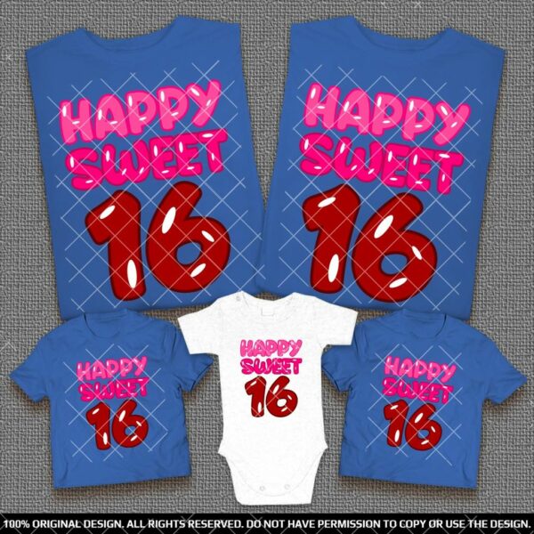 Еднакви Тениски за 16ти Рожден Ден за Семейства и Компании