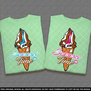 Еднакви тениски за Двойки със Сладоледи във фунийка Summer Time