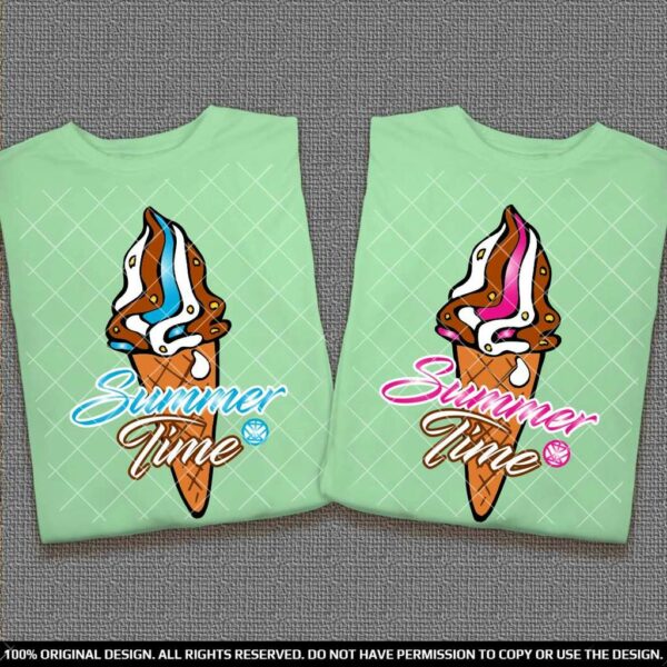 Еднакви тениски за Двойки със Сладоледи във фунийка Summer Time